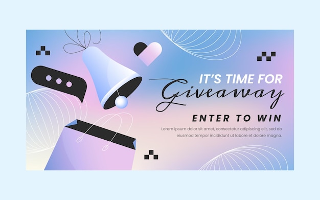 Free vector giveaway banner template design with megaphone for social media