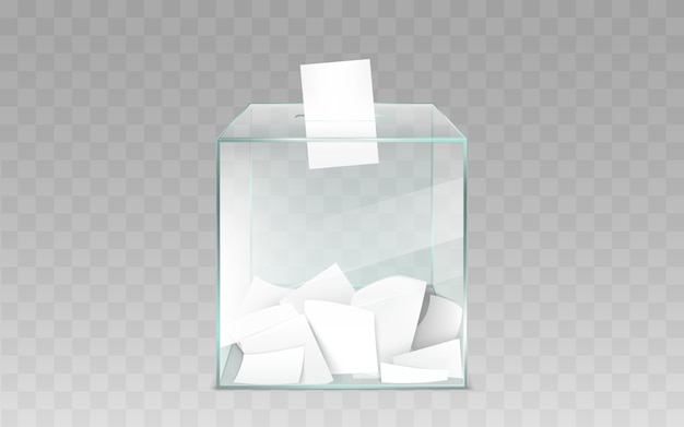 Free Vector glass ballot box with ballot papers vector