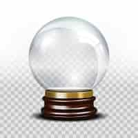 Free vector glass empty snow globe. crystal glossy sphere