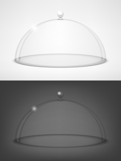 Glass half-sphere black and white lids