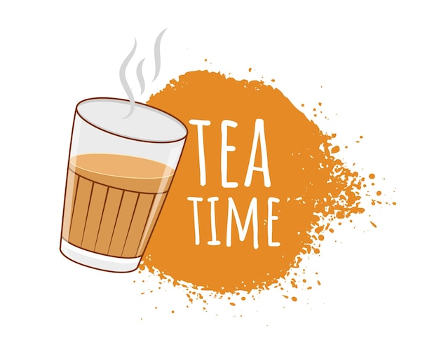 Free Vector glass of indian chai or tea time poster design