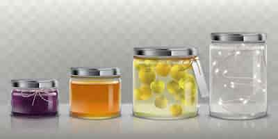 Free vector glass jars with food and garland vector set