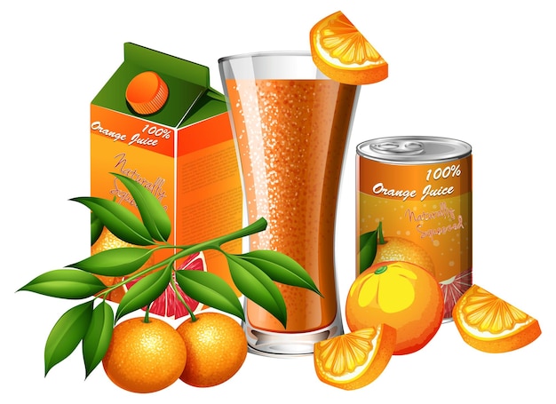 Free Vector a glass of orange juice with packages