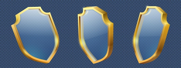 Free Vector glass shields in golden frames