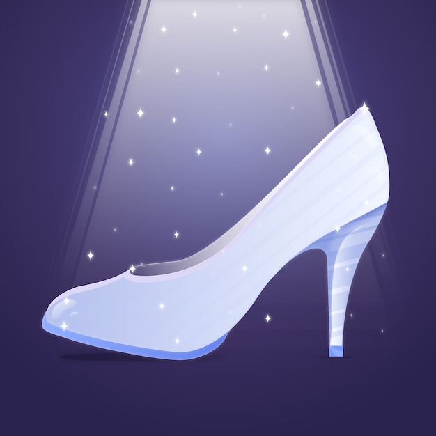 Free Vector glass shoe in bright light