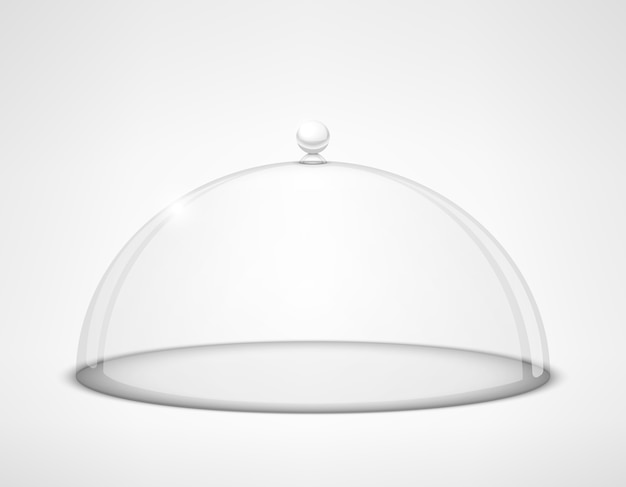 Free vector glass transparent half-sphere lid with handle