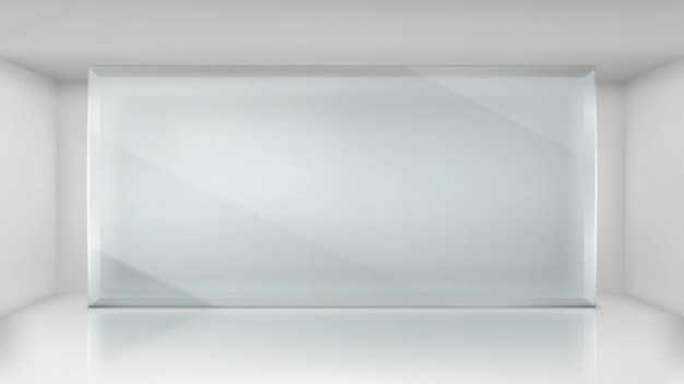 Glass wall frame in empty exhibition room background