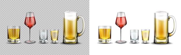 Glasses with alcohol drinks