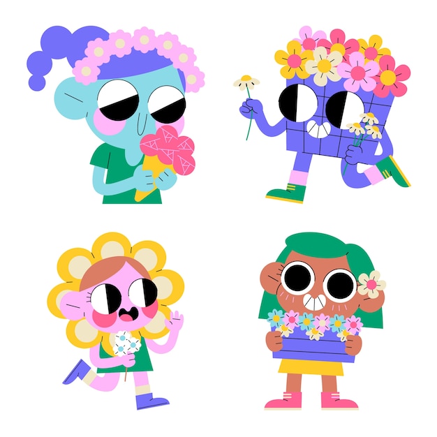 Glazed flowers stickers collection