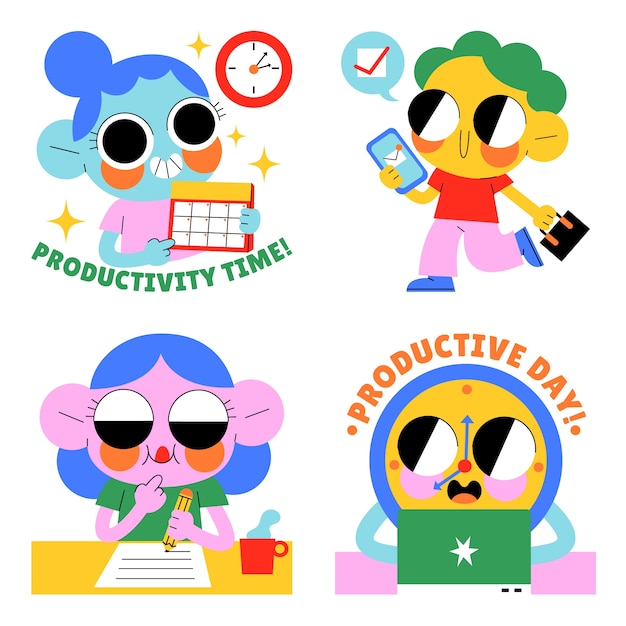 Glazed productivity stickers collection