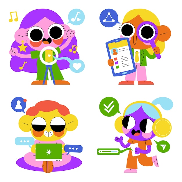 Free Vector glazed social media stickers collection