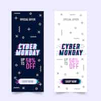 Free vector glitch cyber monday banners template