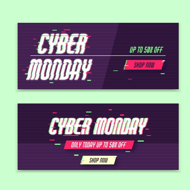 Glitch cyber monday banners