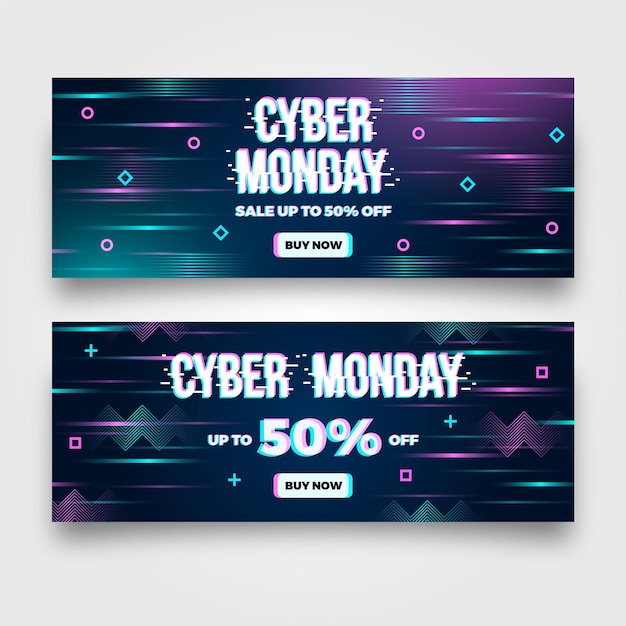 Glitch cyber monday banners