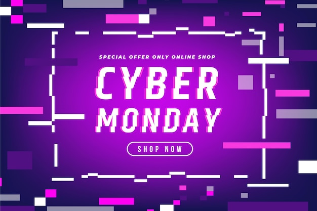 Free vector glitch cyber monday concept