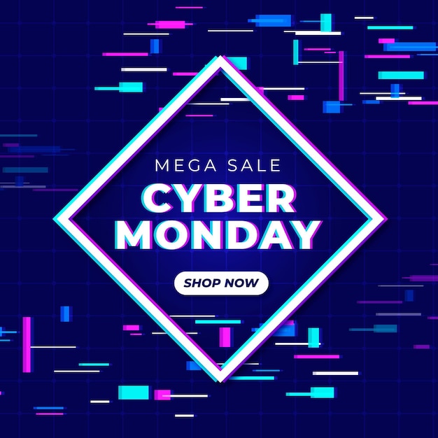 Free vector glitch cyber monday concept