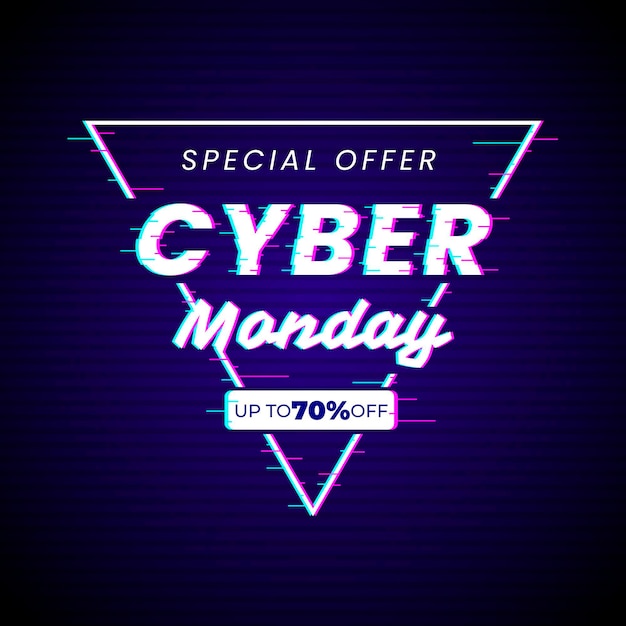 Free Vector glitch cyber monday concept