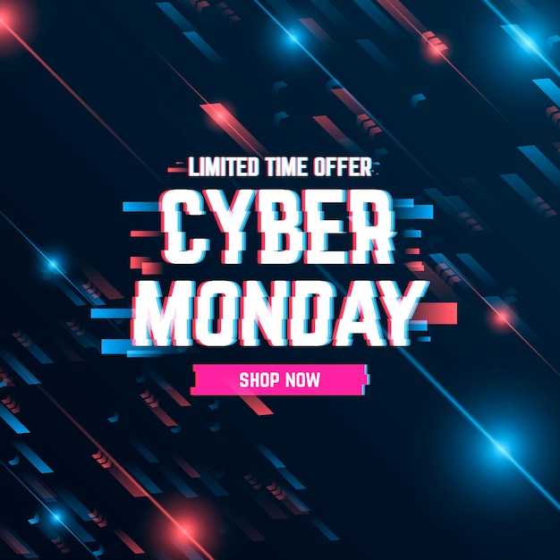 Free vector glitch cyber monday concept