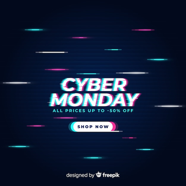 Free Vector glitch cyber monday design for advertising