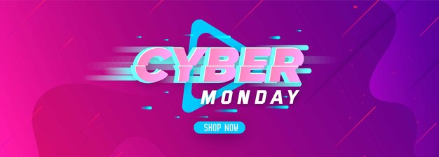 Glitch effect cyber monday banner template