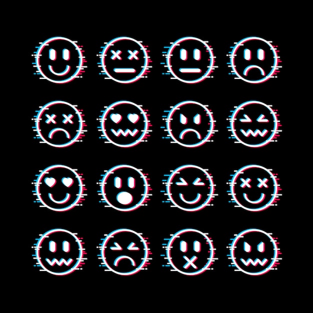 Free Vector glitch emojis collection