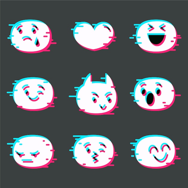 Free Vector glitch emojis collection