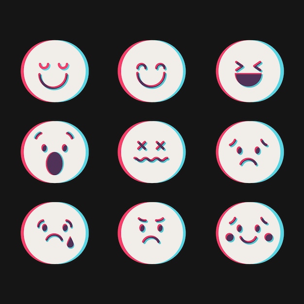 Glitch emojis icons collections