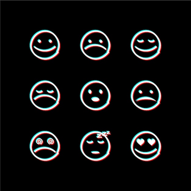 Glitch emojis icons collections