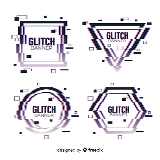 Free vector glitch geometric shape banners