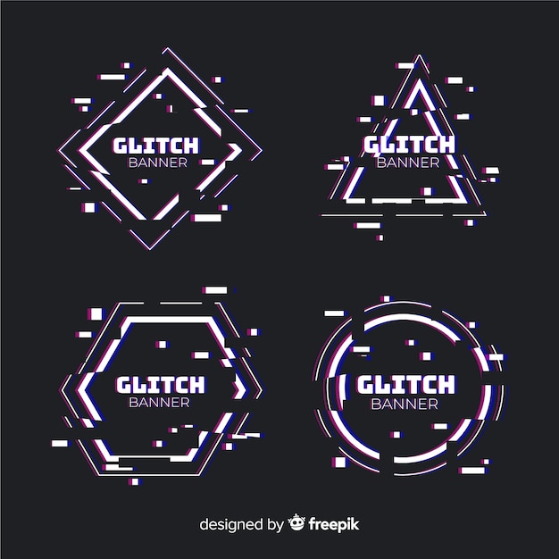 Glitch geometric shape banners