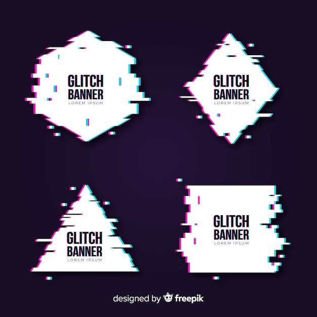 Free Vector glitch geometric shape banners