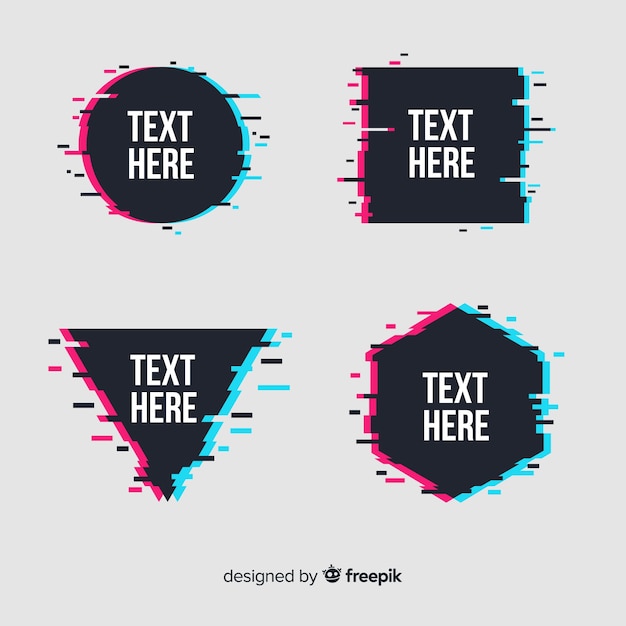 Glitch geometric shape banners