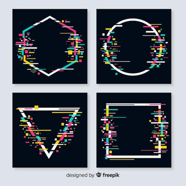 Free Vector glitch geometric shape collection