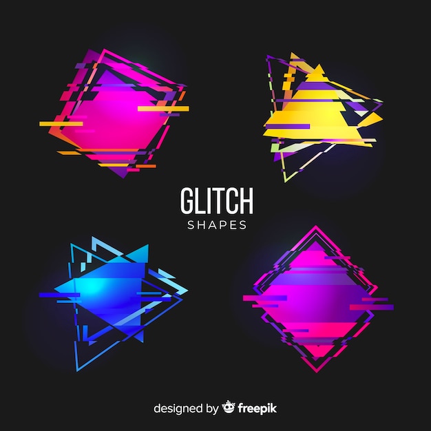 Glitch geometric shape collection