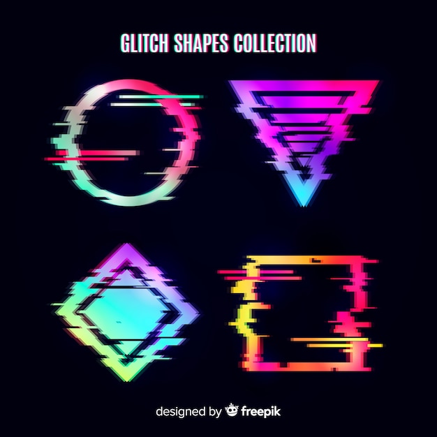 Free vector glitch geometric shape collection