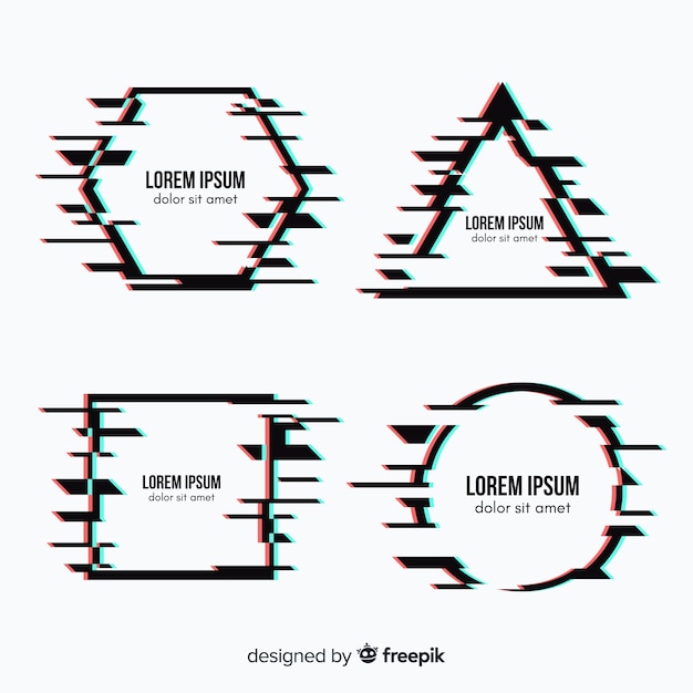 Free Vector glitch geometric shape collection