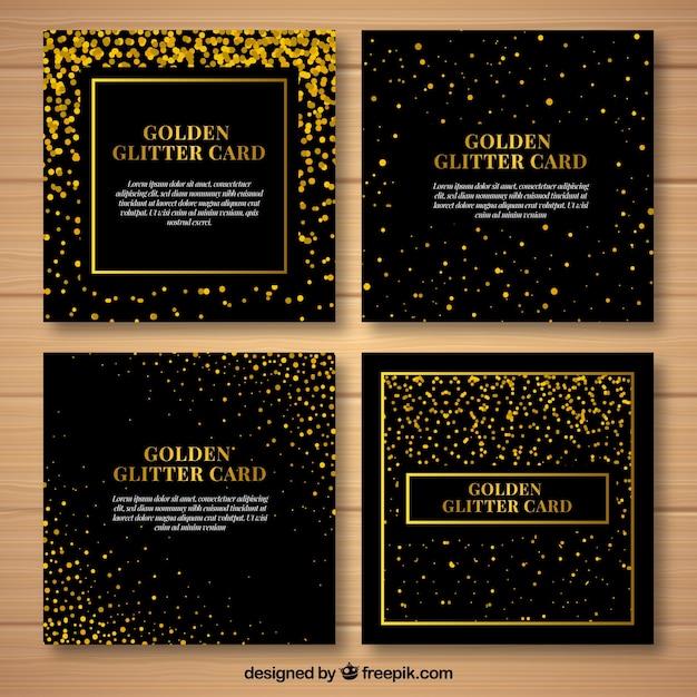 Glitter cards collection with golden color