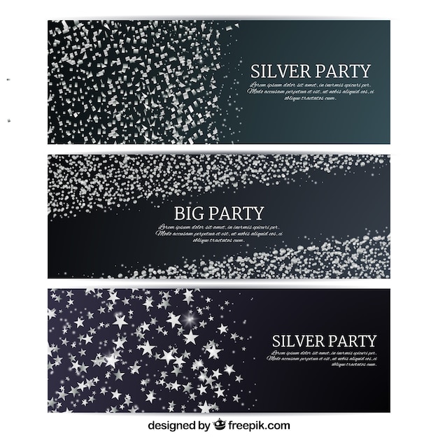 Free Vector glitter cards collection with silver color