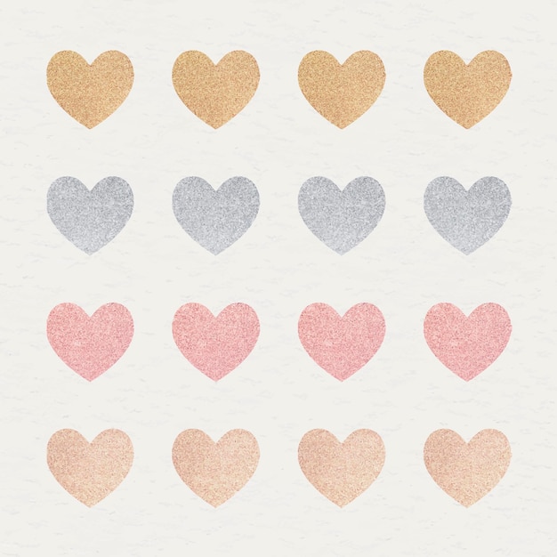 Glitter heart sticker set vector