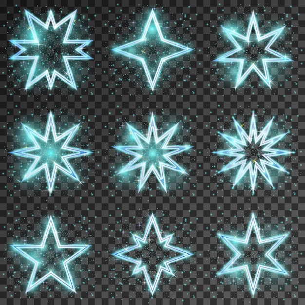 Free Vector glitter stars. bright and shiny decoration christmas,  twinkling and scintillation, vector illustration