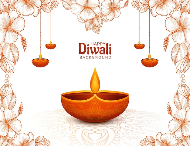 Free Vector glittering religious diwali festival beautiful lamps background