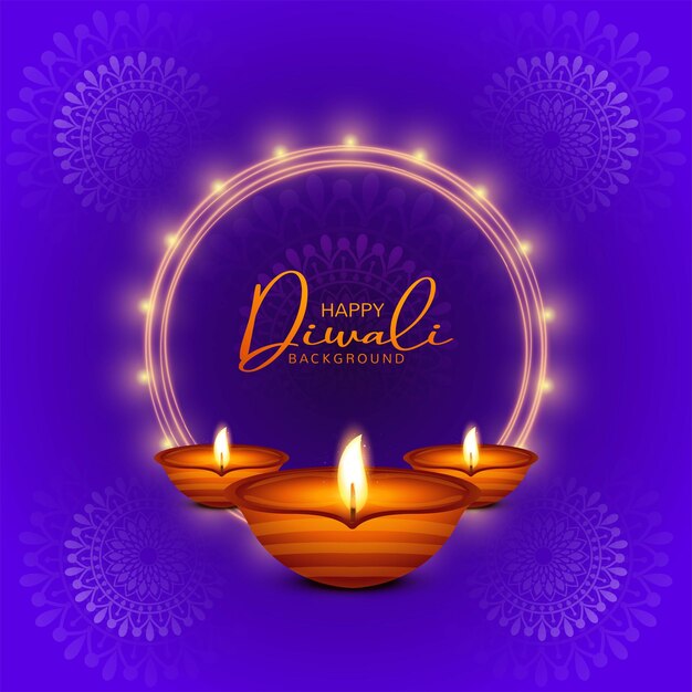 Free Vector glittering religious diwali festival beautiful lamps background