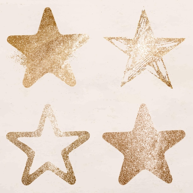 Free Vector glittery gold star icon set