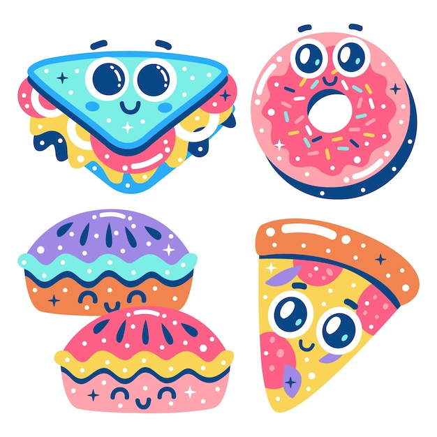 Glitzy american food sticker set