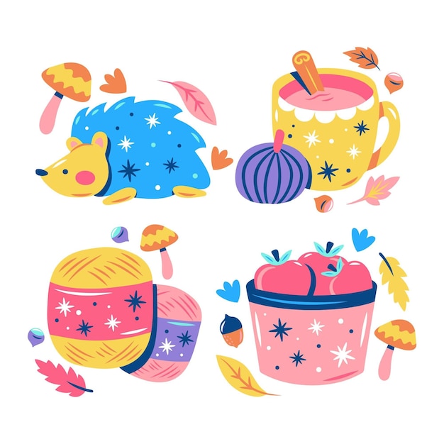 Glitzy autumn stickers collection