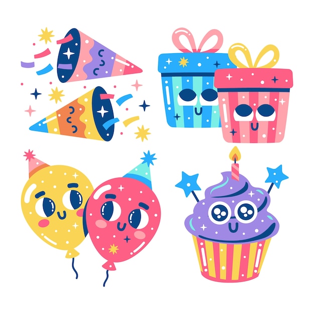 Glitzy birthday stickers collection