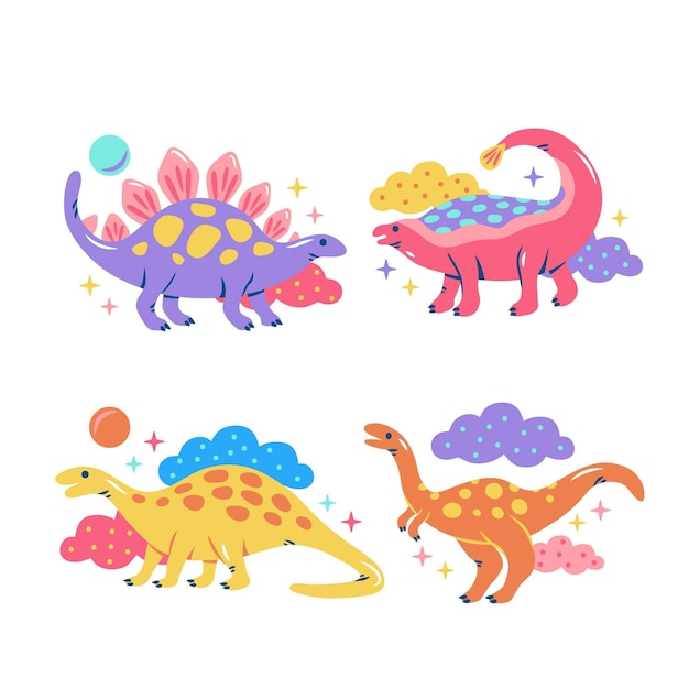 Glitzy dinosaurs stickers collection