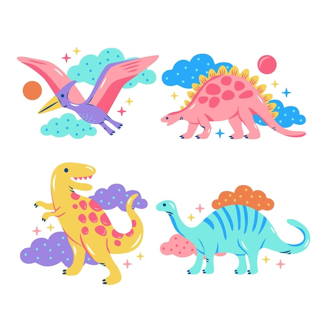 Glitzy dinosaurs stickers collection