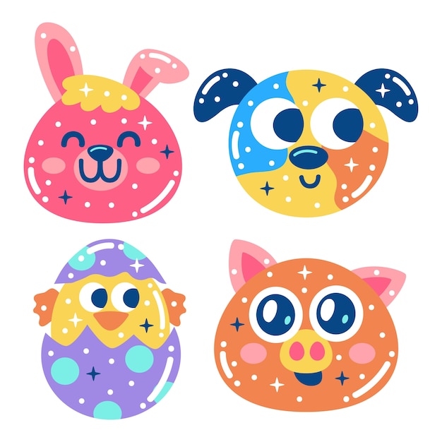 Free Vector glitzy farm animals stickers