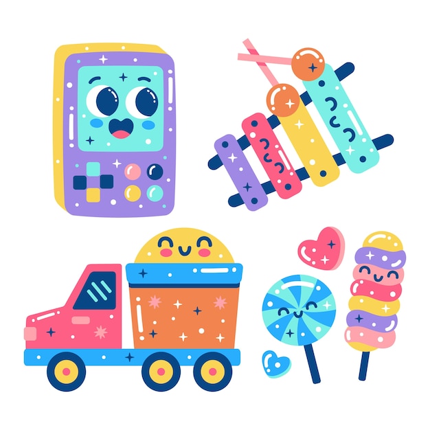 Free vector glitzy kids stickers collection